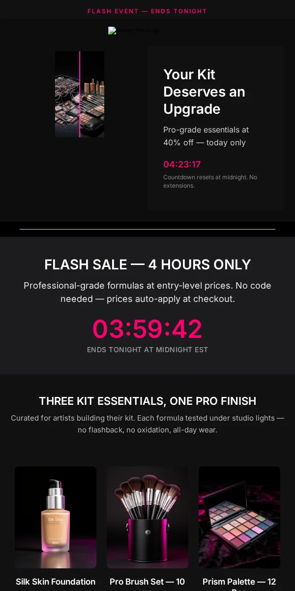 Flash Sale Email Template for Beauty & Cosmetics