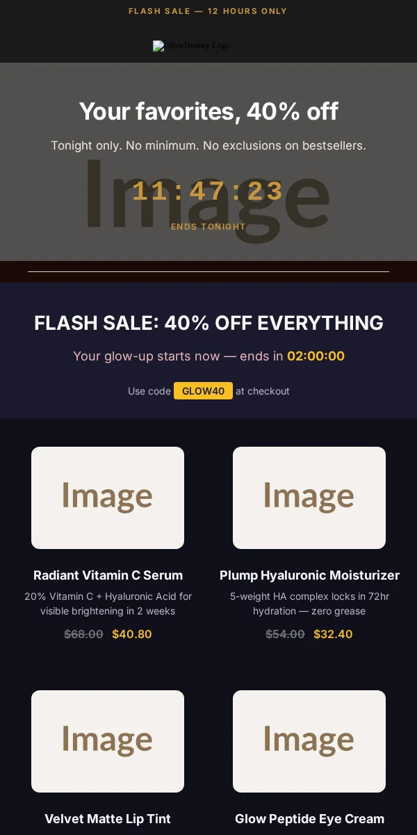 Flash Sale Email Template for Beauty & Cosmetics