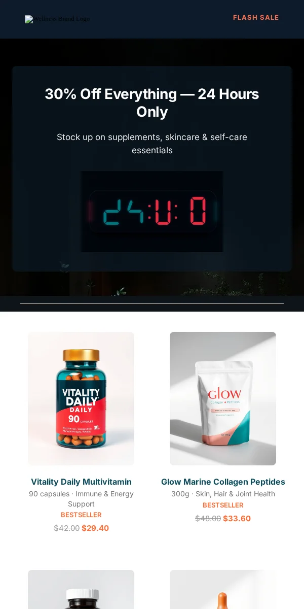 Flash Sale Email Template for Health Wellness