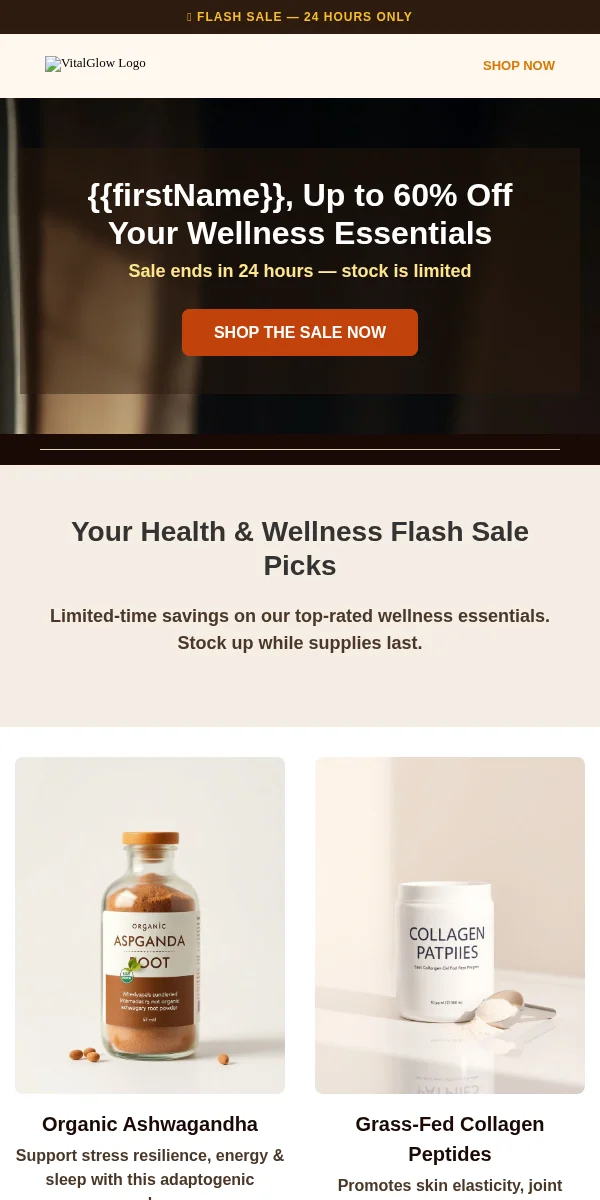 Flash Sale Email Template for Health Wellness