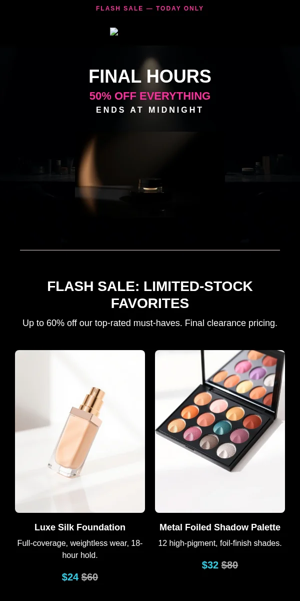 Flash Sale Email Template for Beauty Cosmetics
