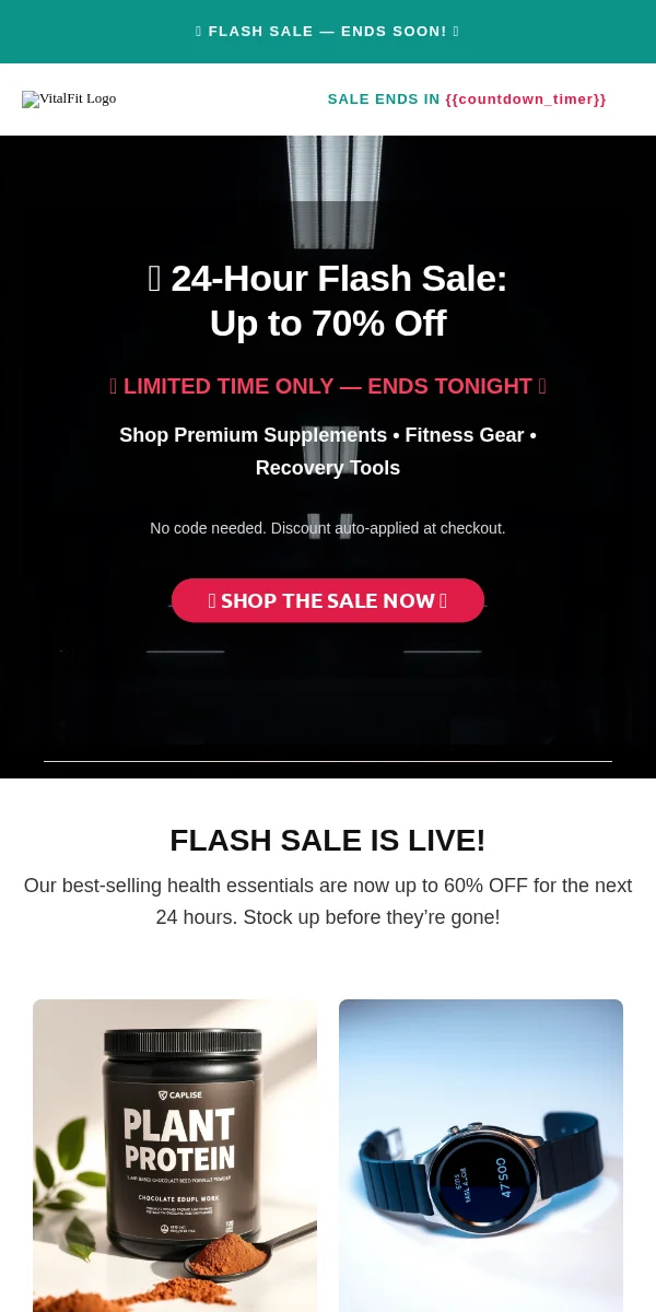 Flash Sale Email Template for Health Wellness
