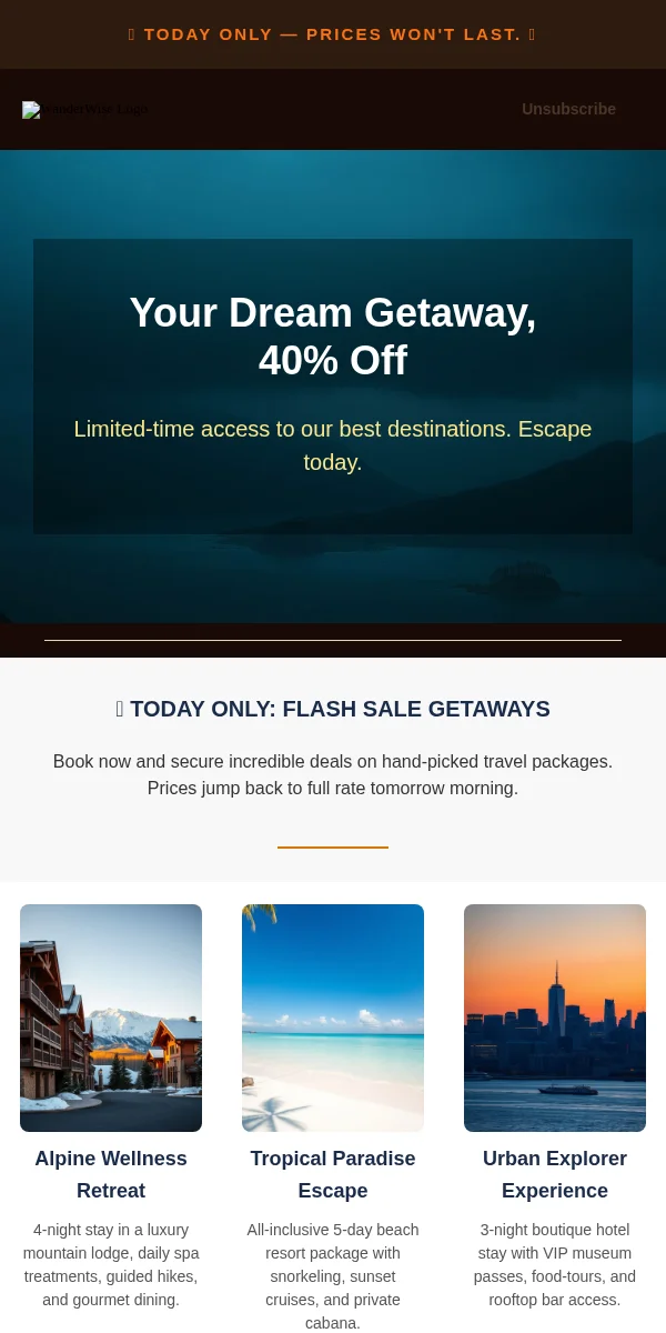 Flash Sale Email Template for Travel Hospitality