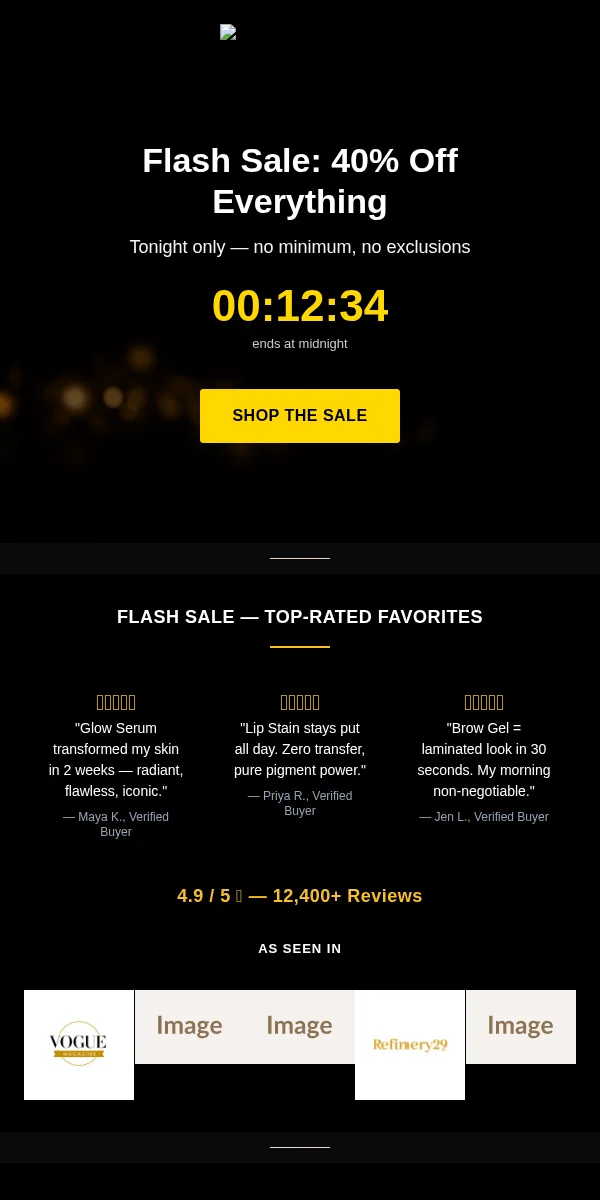 Flash Sale Email Template for Beauty Cosmetics