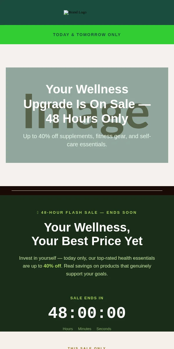 Flash Sale Email Template for Health Wellness