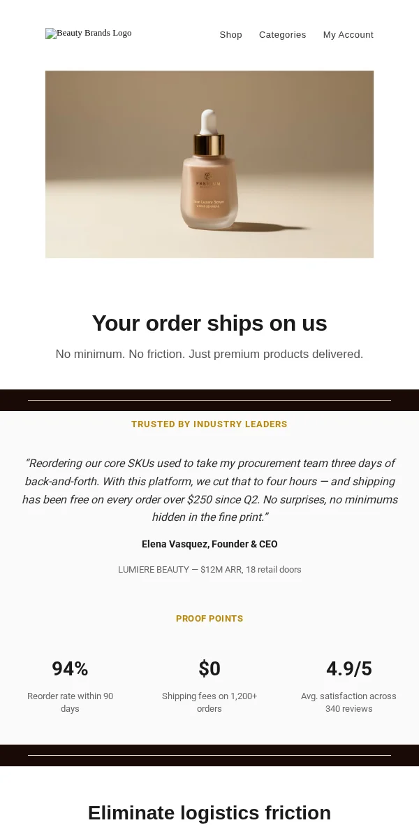Free Shipping Offer Email Template for Beauty & Cosmetics
