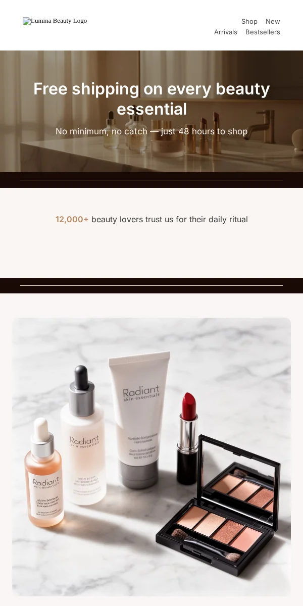 Free Shipping Offer Email Template for Beauty & Cosmetics