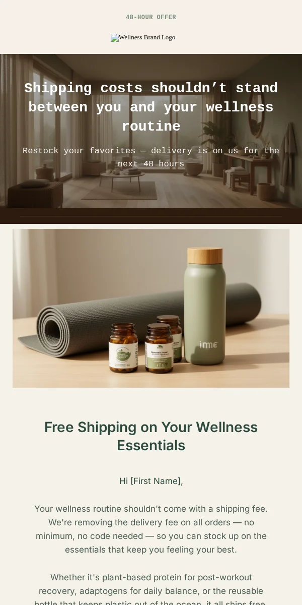 Free Shipping Offer Email Template for Health & Wellness