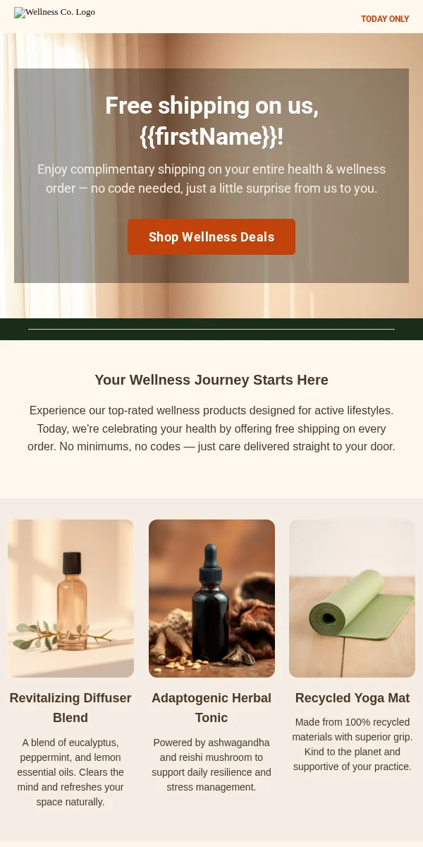Free Shipping Offer Email Template for Health Wellness