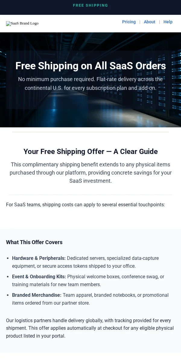 Free Shipping Offer Email Template for SaaS Software