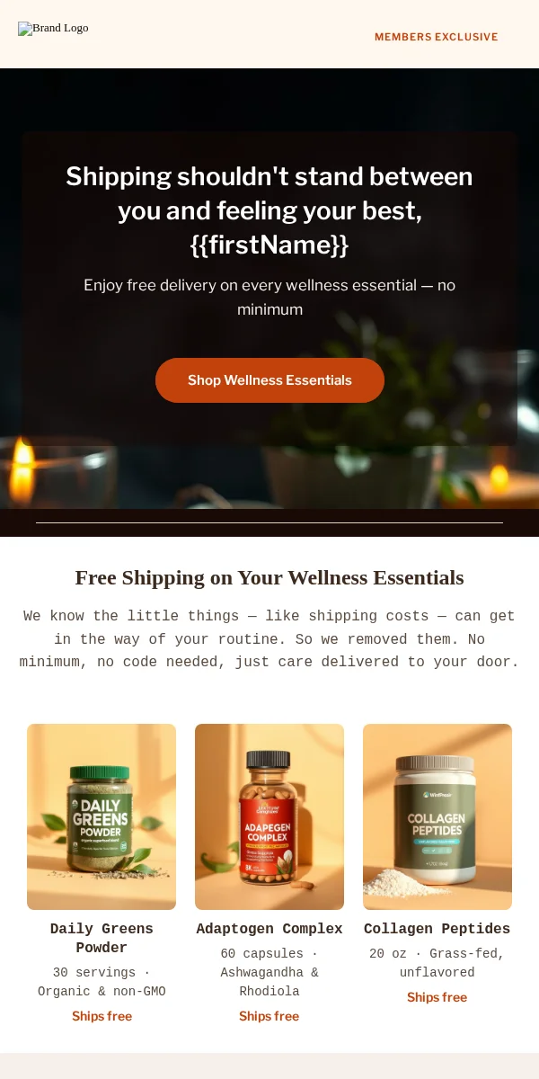 Free Shipping Offer Email Template for Health Wellness