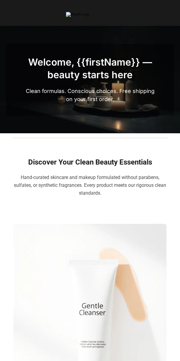 Free Shipping Offer Email Template for Beauty Cosmetics