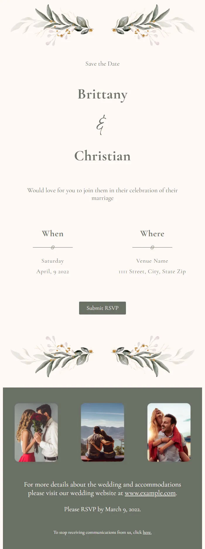 Wedding Save the Date Email Template