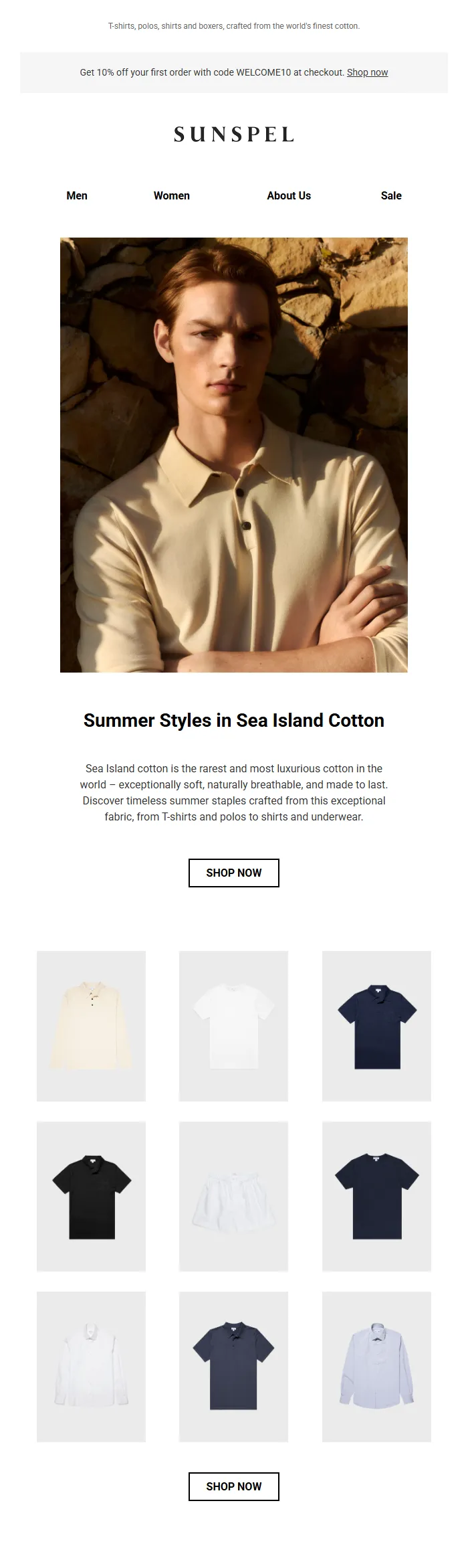 Luxury Summer Styles Sea Island Cotton Email Template