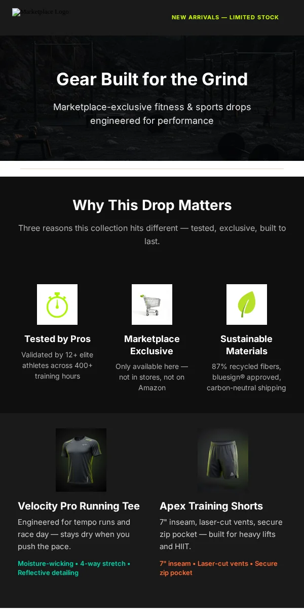 Product Launch Email Template for Fitness & Sports