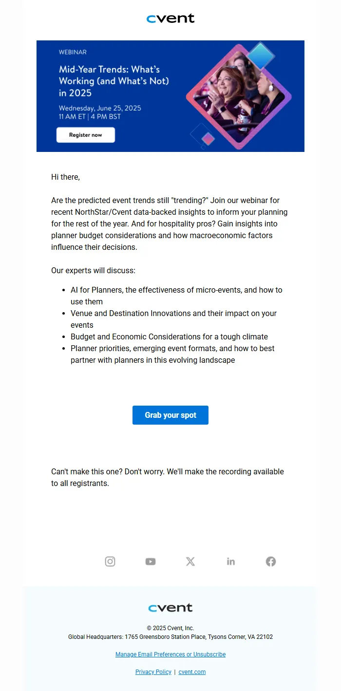Event Trends Webinar Email Template for Campaigns