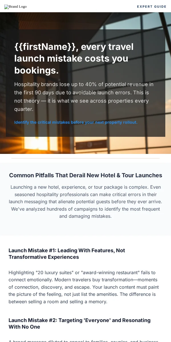 Product Launch Email Template for Travel Hospitality