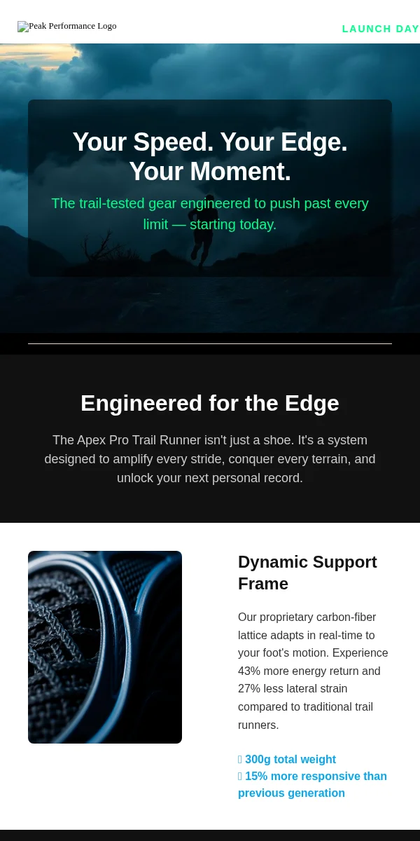 Product Launch Email Template for Sports Outdoors