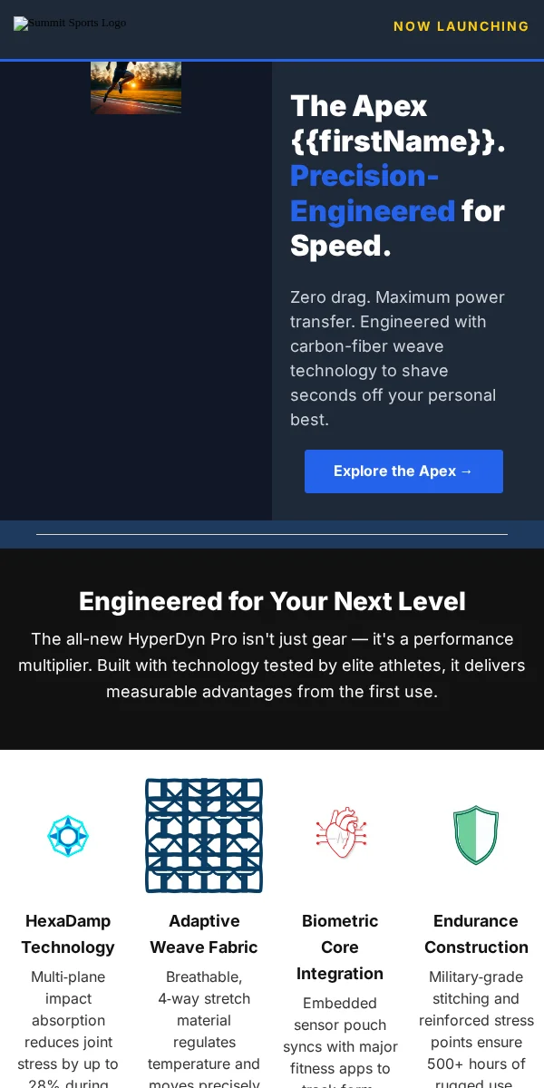 Product Launch Email Template for Sports Outdoors