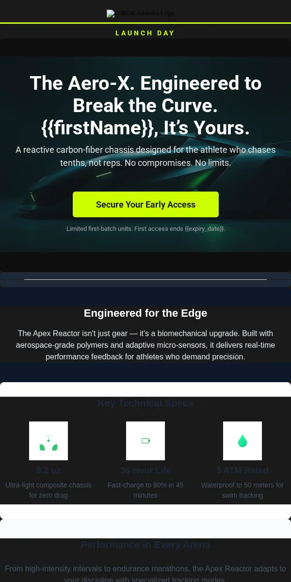 Product Launch Email Template for Sports Outdoors