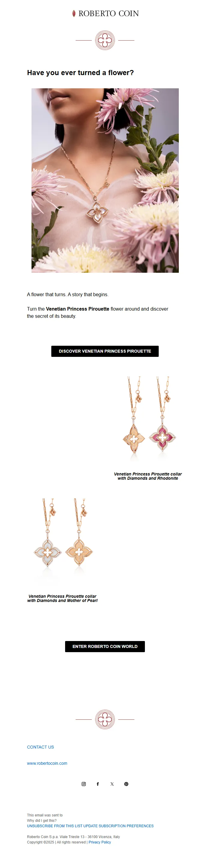 Luxury Jewelry Email Template – Roberto Coin Venetian Princess
