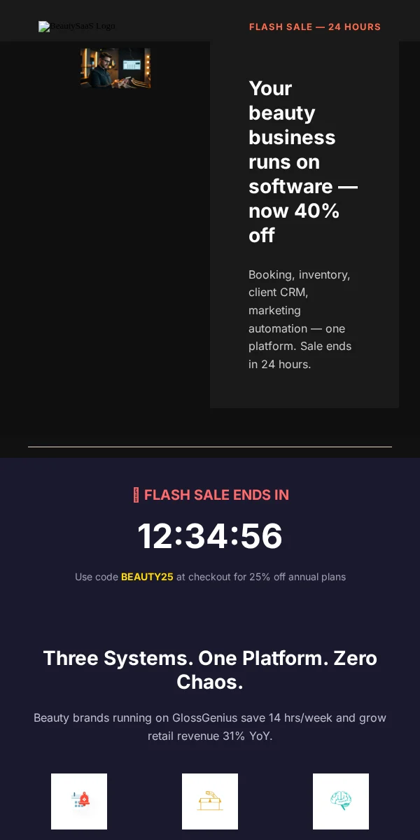 Flash Sale Email Template for Beauty Cosmetics
