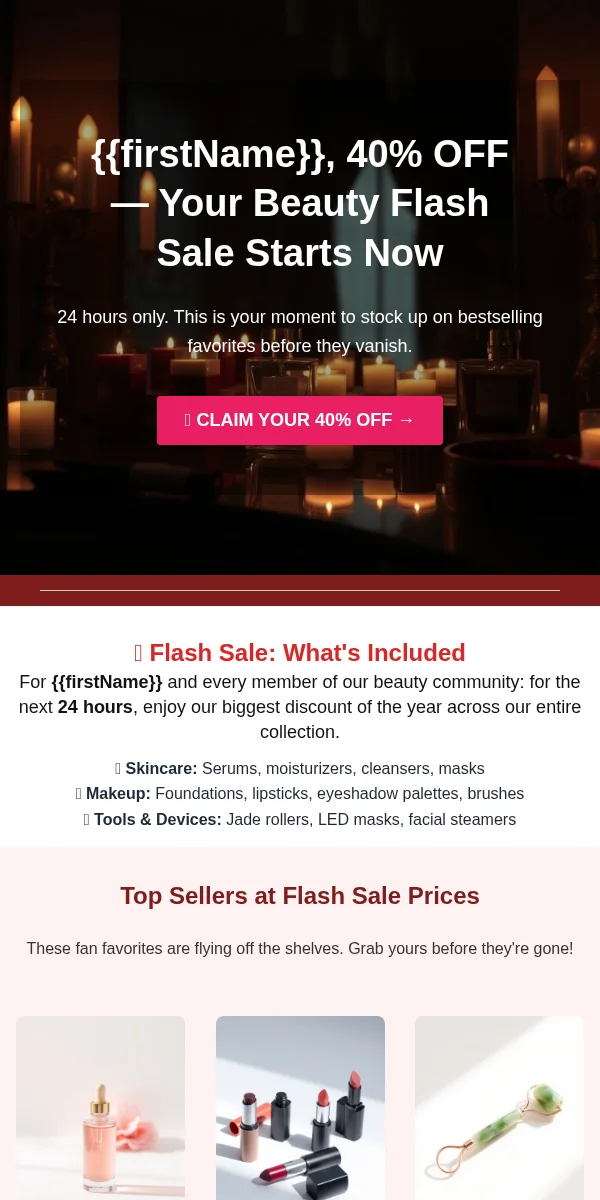 Flash Sale Email Template for Beauty Cosmetics