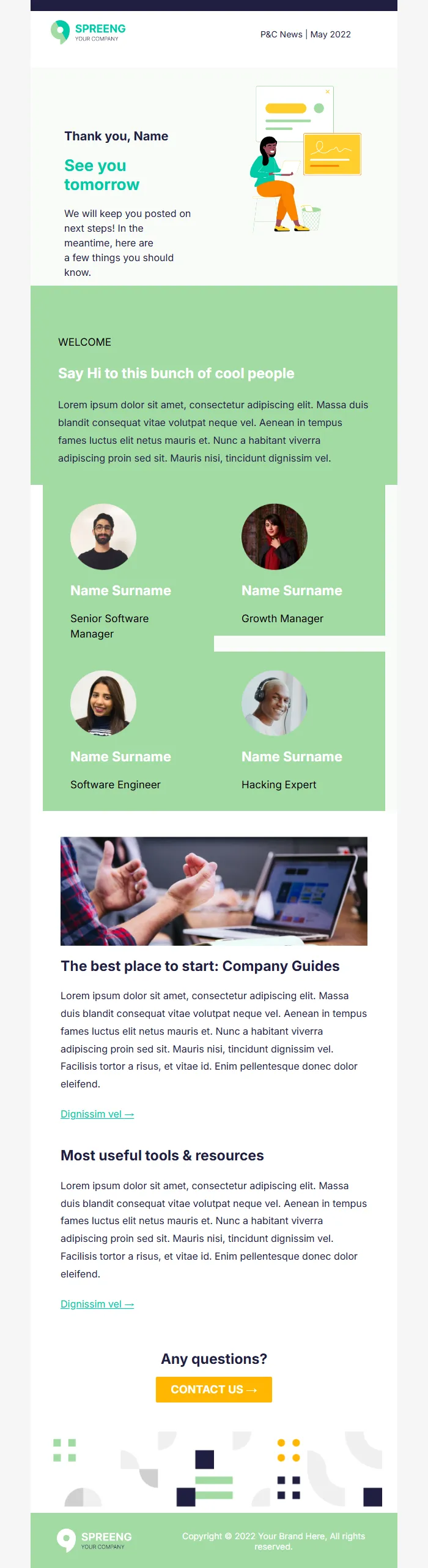 Employee Onboarding Welcome Email Template for HR