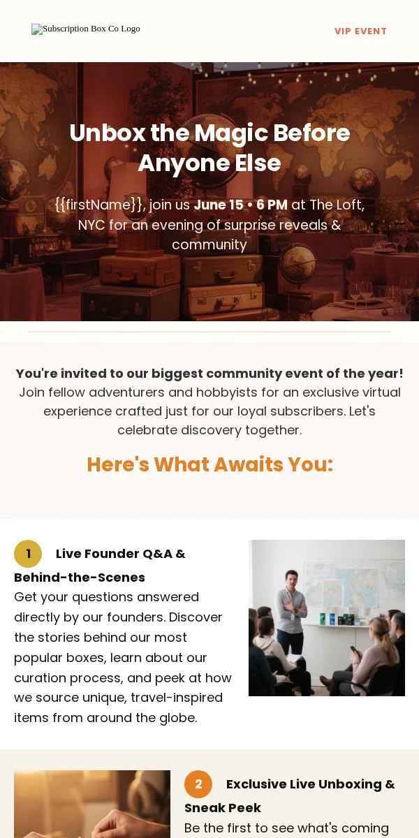 Event Invitation Email Template for Subscription Boxes