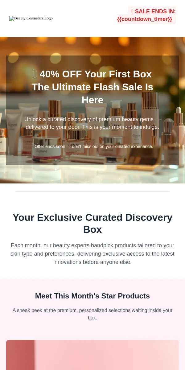 Flash Sale Email Template for Beauty Cosmetics