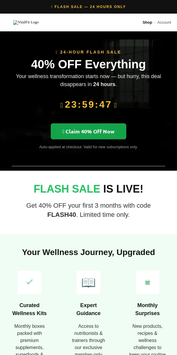 Flash Sale Email Template for Health Wellness
