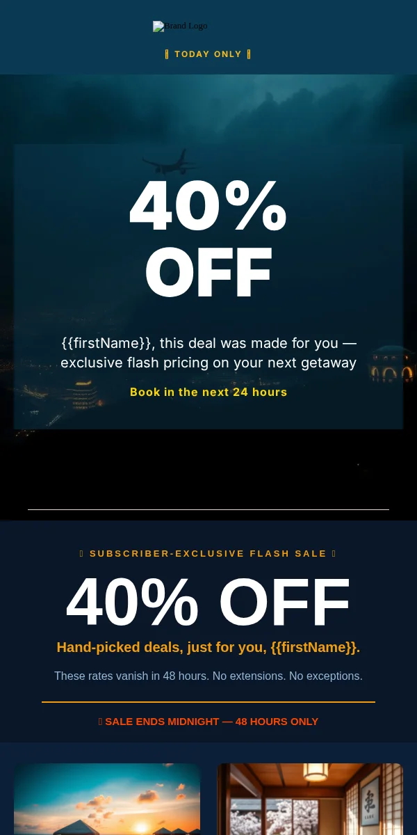 Flash Sale Email Template for Travel Hospitality