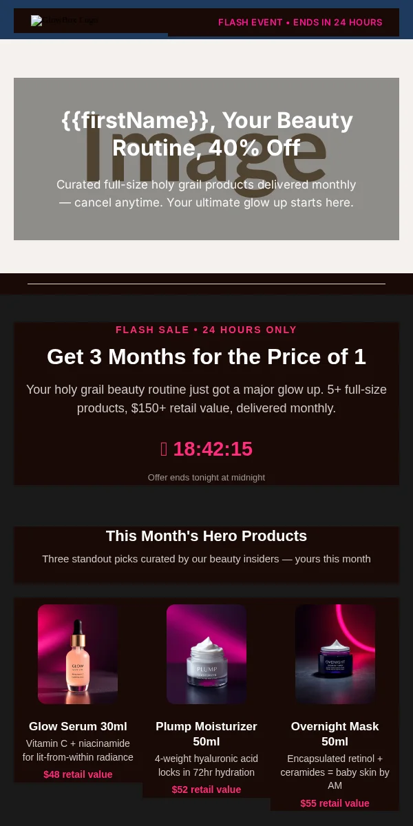 Flash Sale Email Template for Beauty Cosmetics