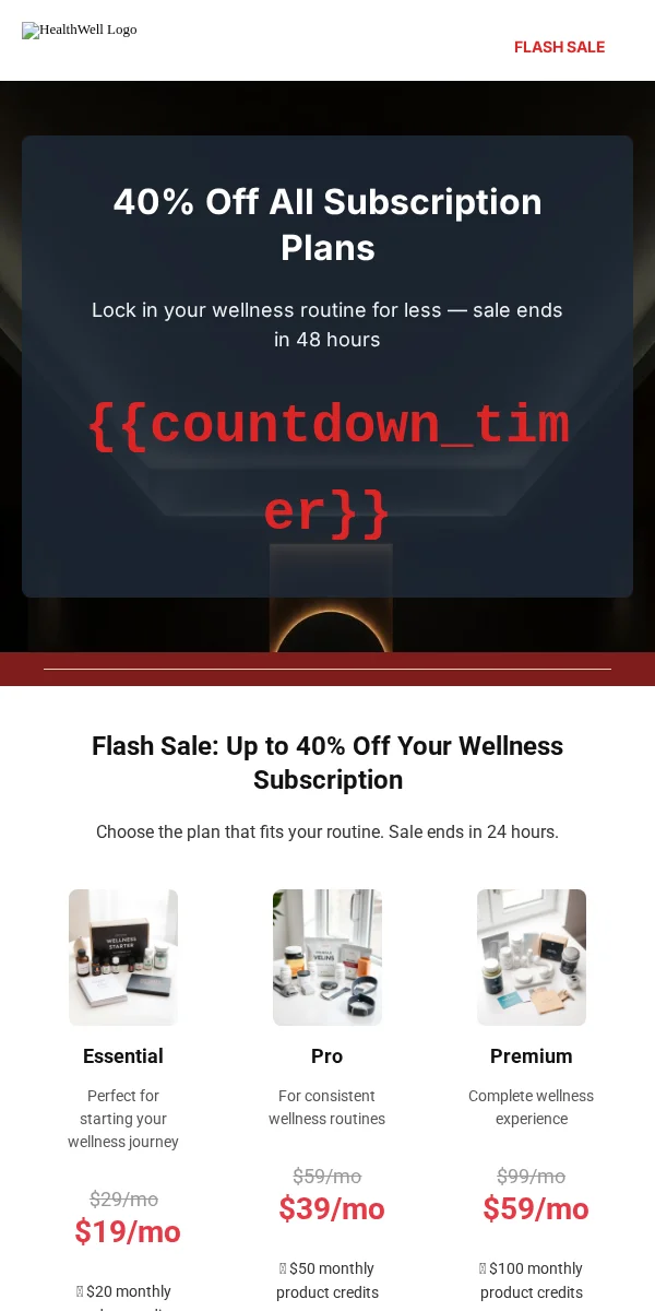 Flash Sale Email Template for Health Wellness