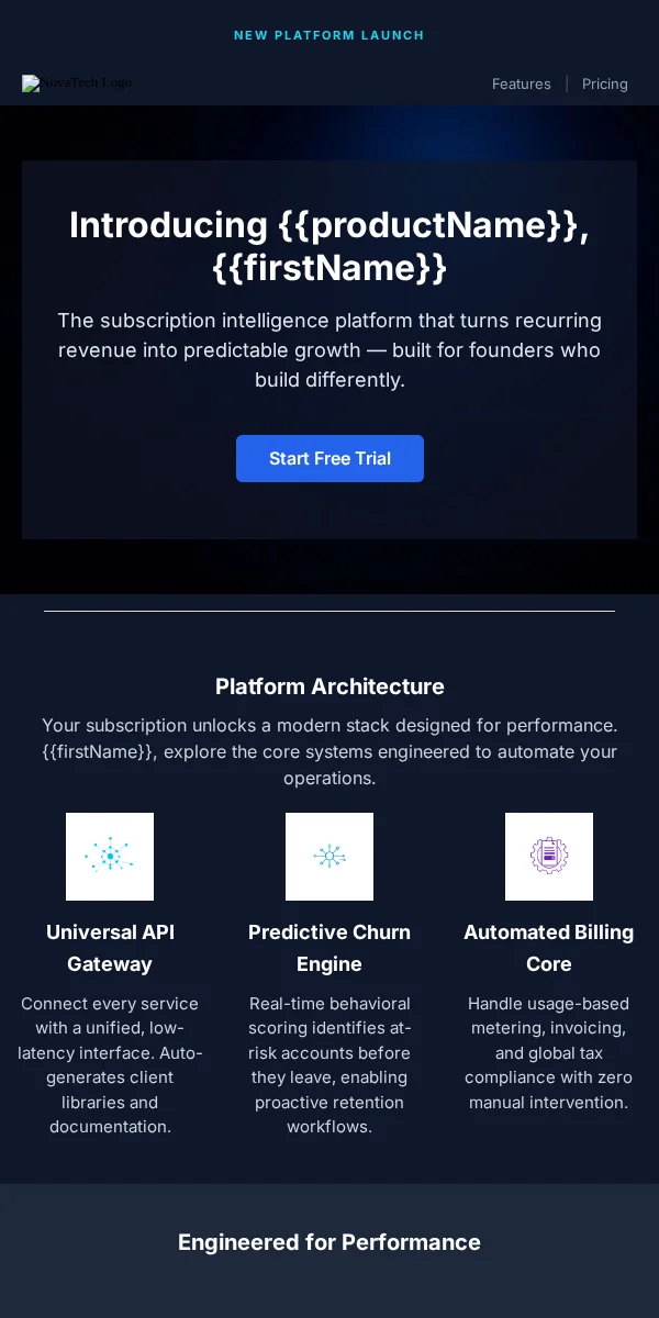 Product Launch Email Template for Technology