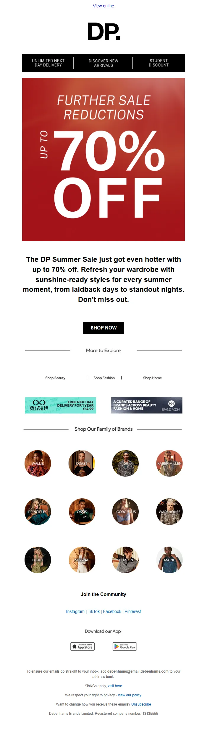 Summer Sale Email Template – Up to 70% Off