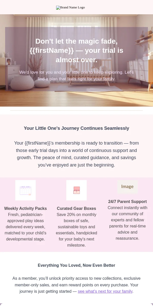 Trial Expiring Email Template for Baby Kids
