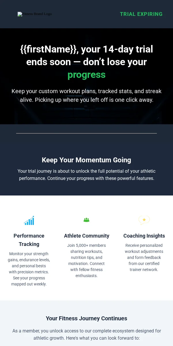 Trial Expiring Email Template for Sports Outdoors