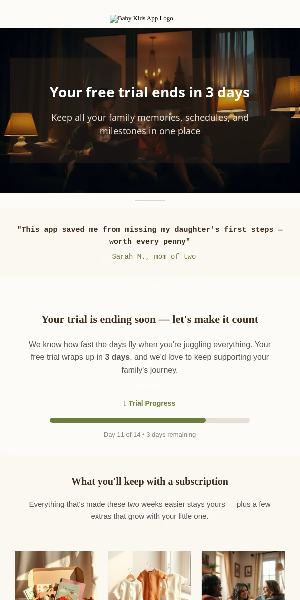 Trial Expiring Email Template for Baby Kids