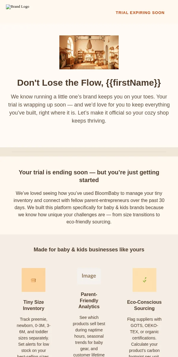 Trial Expiring Email Template for Baby Kids