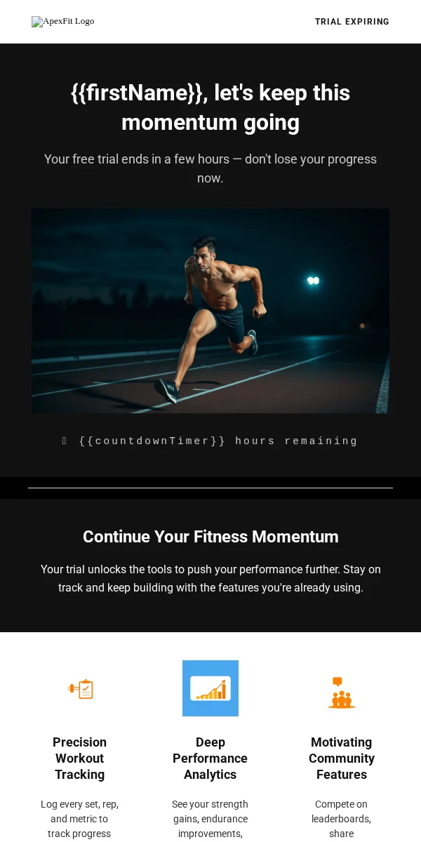 Trial Expiring Email Template for Sports Outdoors