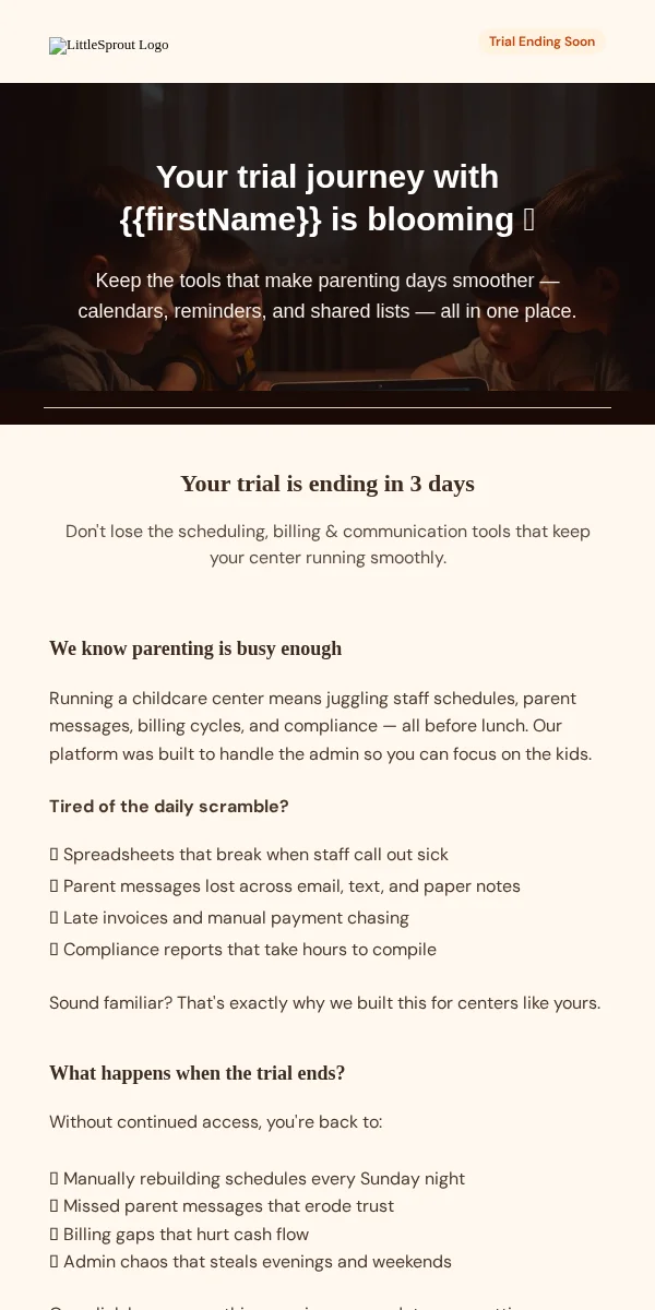 Trial Expiring Email Template for Baby Kids