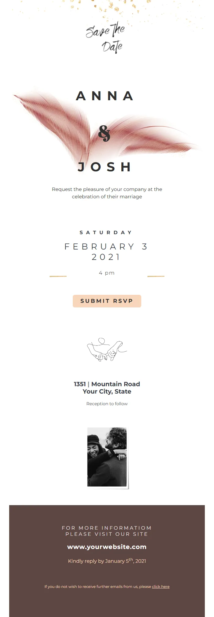 Wedding Save the Date Email Template Builder for Invitations