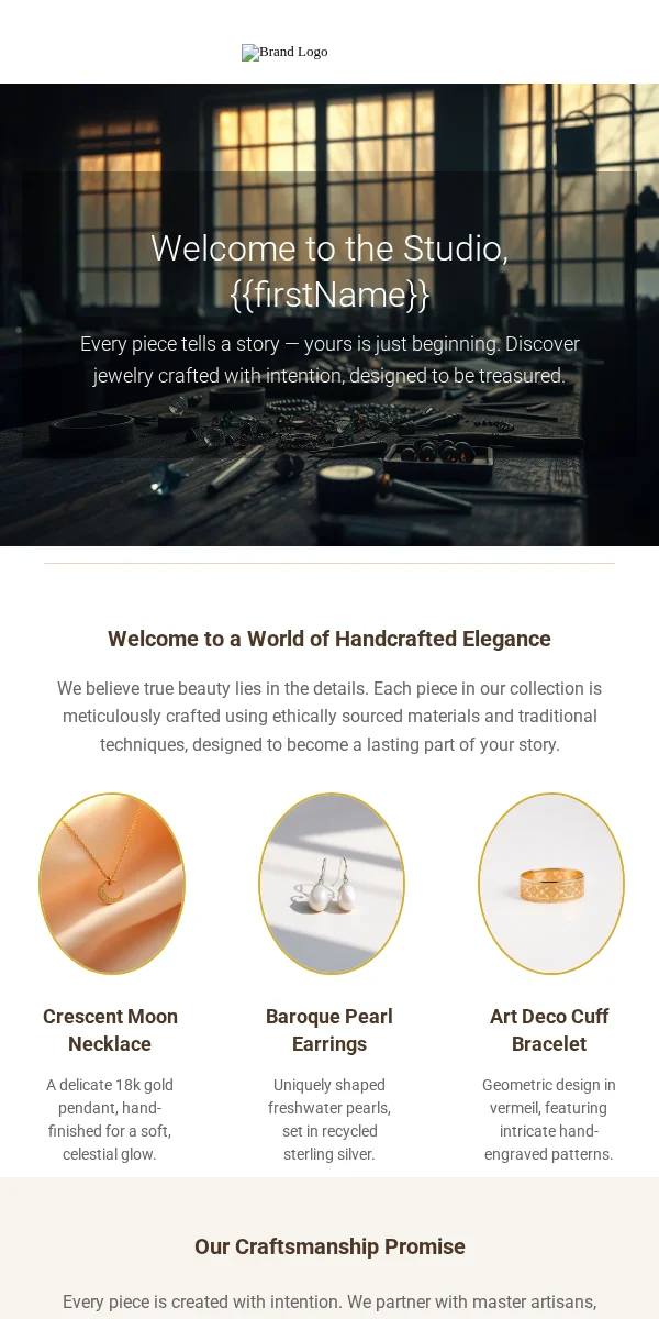 Welcome Email Template for Jewelry Accessories