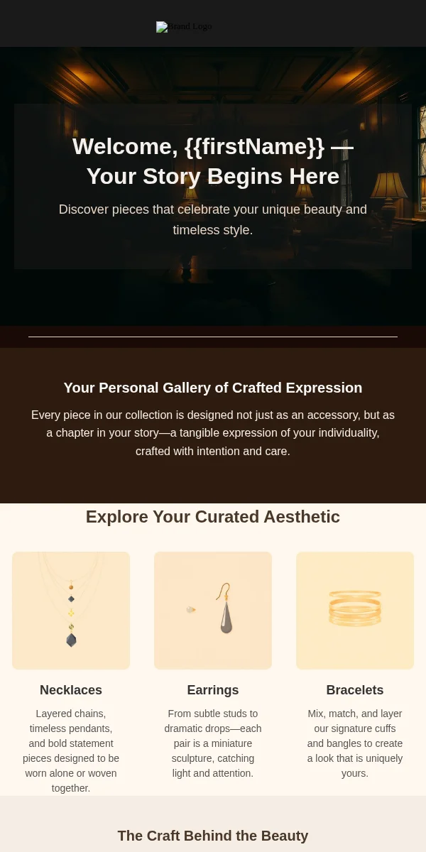 Welcome Email Template for Jewelry Accessories