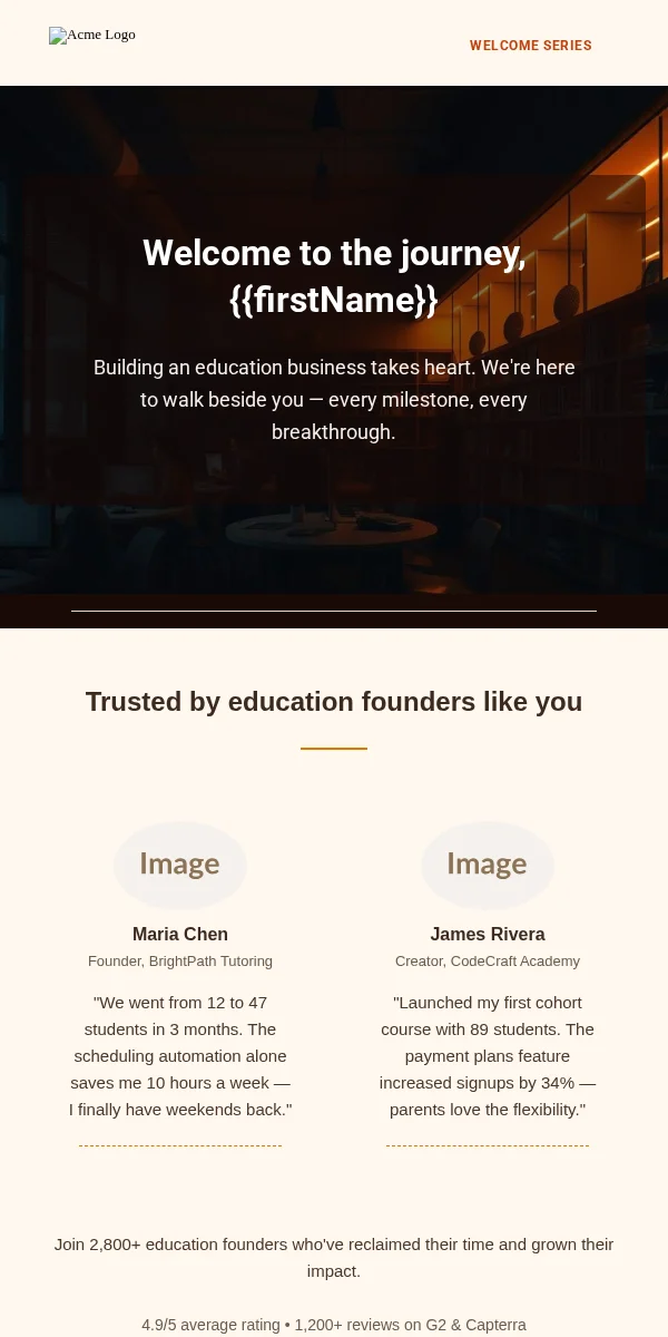 Welcome Email Template for Education