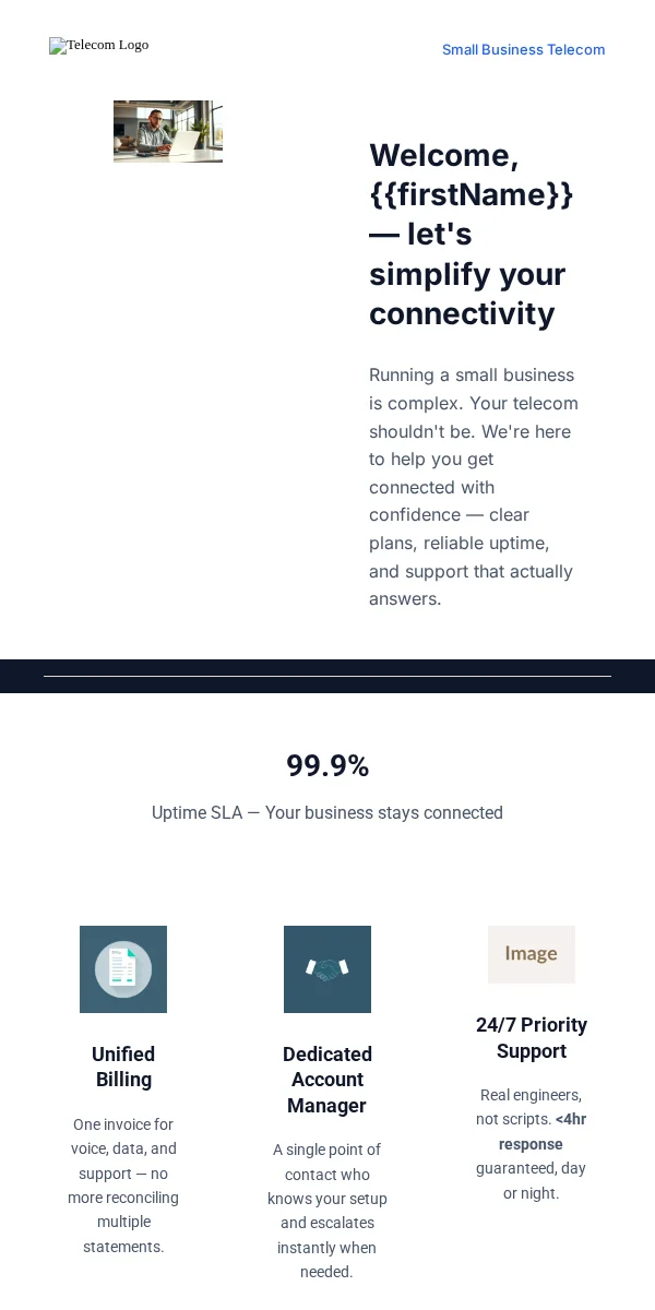 Welcome Email Template for Telecommunications