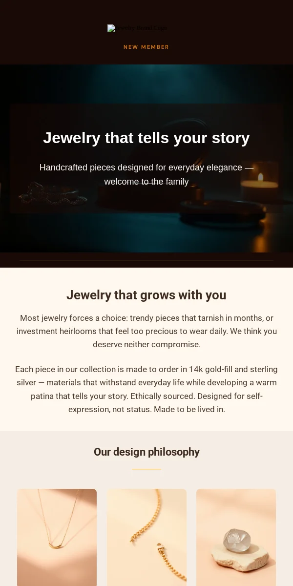 Welcome Email Template for Jewelry Accessories