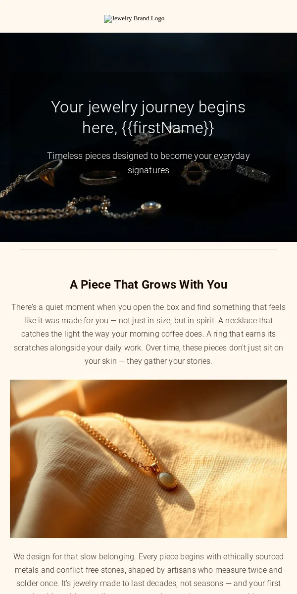 Welcome Email Template for Jewelry Accessories
