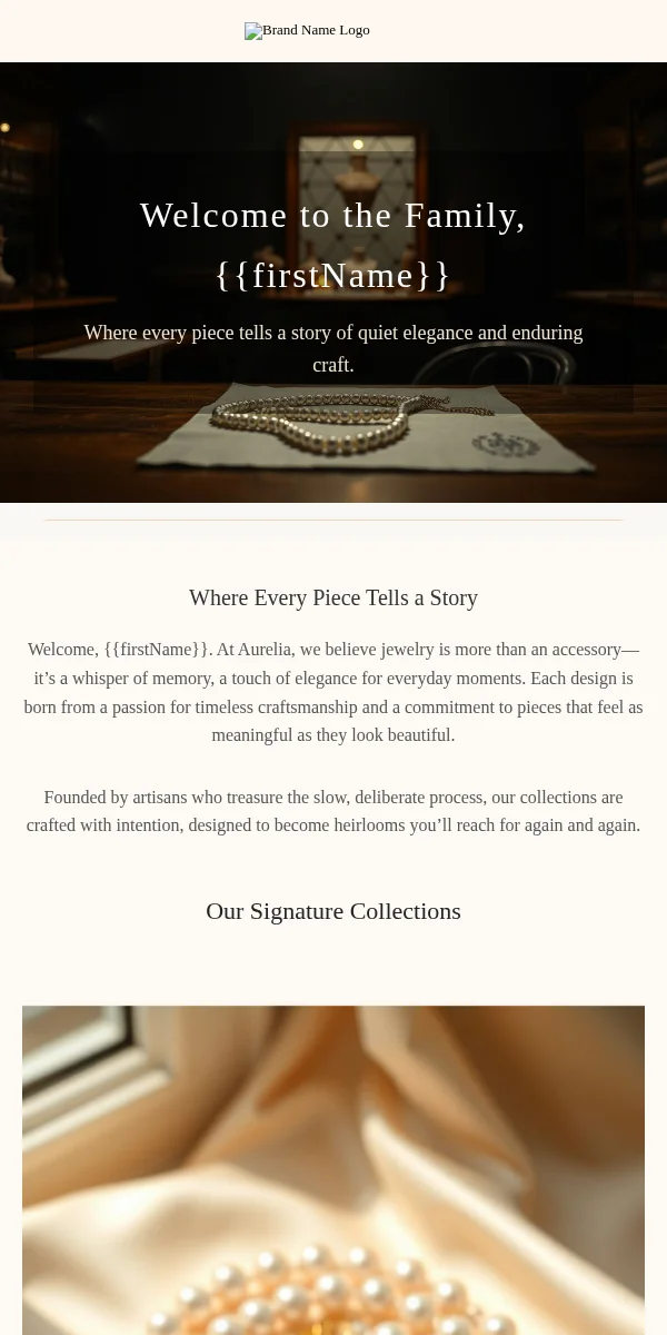 Welcome Email Template for Jewelry Accessories